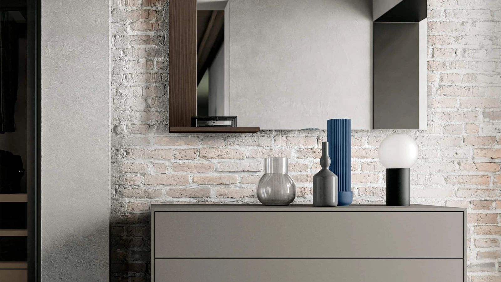 Specchiera Maia con fascia laterale in melaminico con luce a LED di SantaLucia