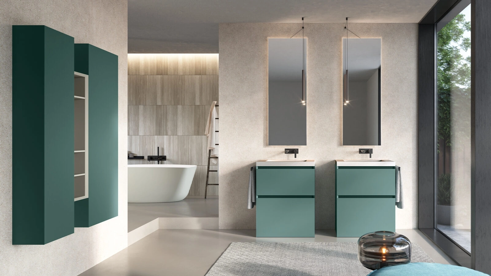Mobile da Bagno a terra Airy Edge 12 in laccato Verde Veronese opaco di RCR