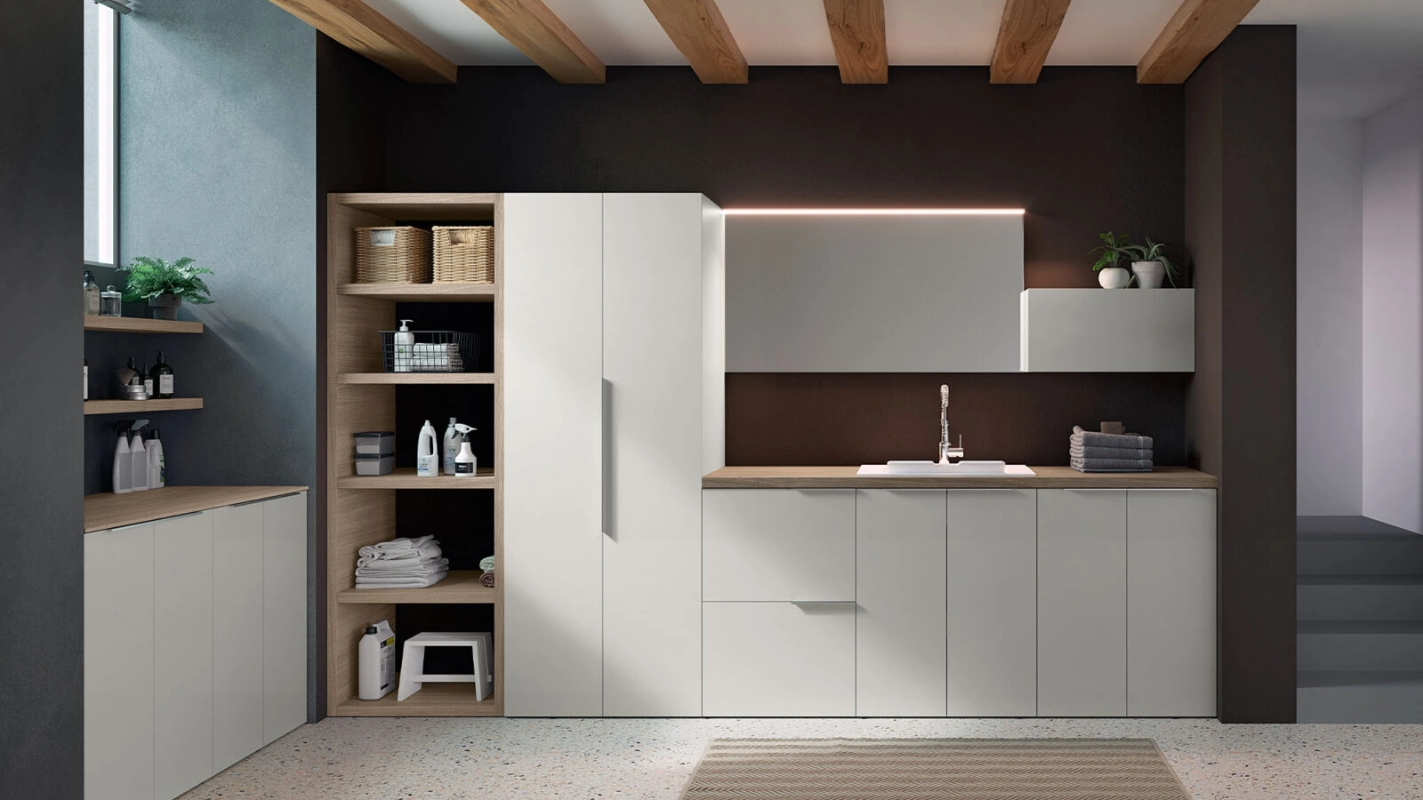 Mobile Lavanderia Airy My Space 03 in laccato Ecrù opaco di RCR
