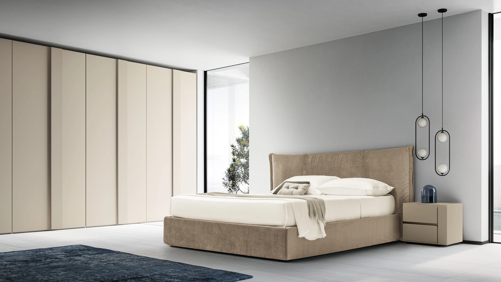 Letto in tessuto con box contenitore e testiera Ghibli Box di SantaLucia