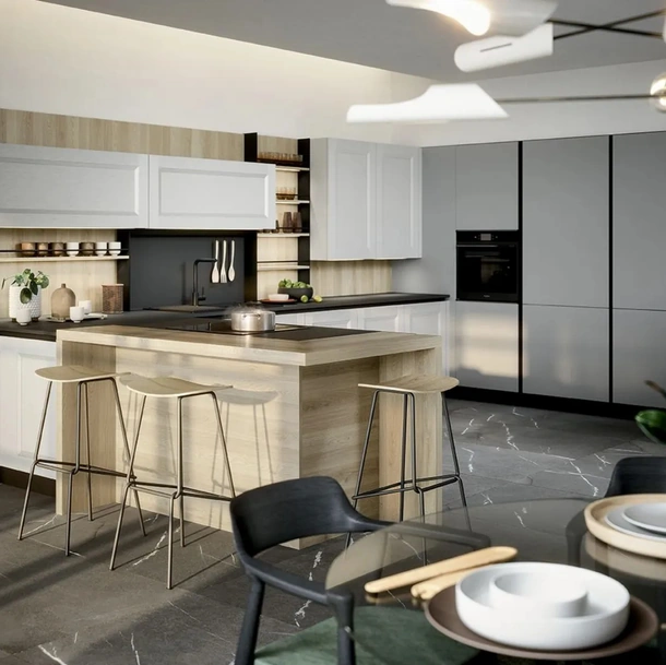 Cucina Classica con penisola Asia 01di Forma Cucine
