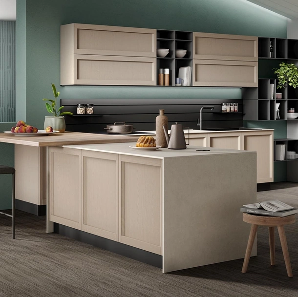 Cucina Moderna con penisola Lea finitura canapa e ardesia di Mobilturi