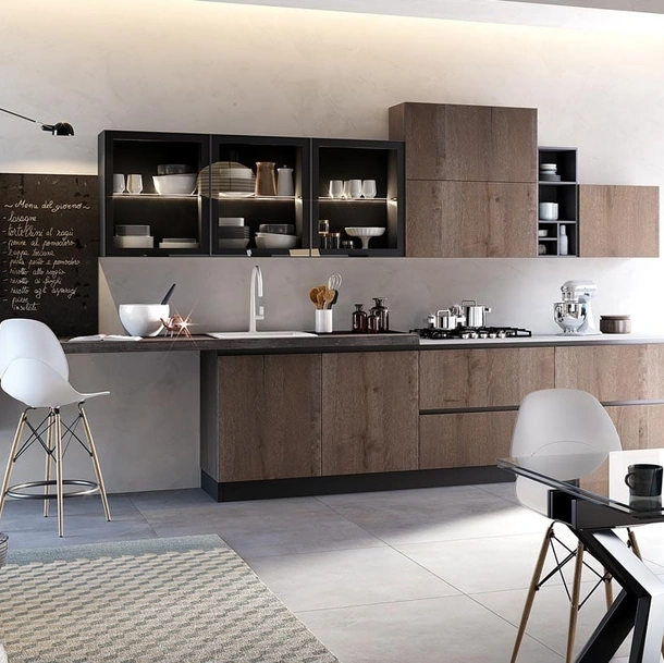Cucina Moderna angolare Nala in rovere terra di Mobilturi
