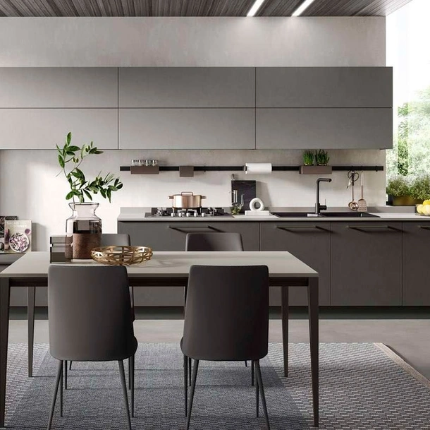 Cucina Moderna angolare Nevada finitura cemento scuro e cemento grigio di Mobilturi