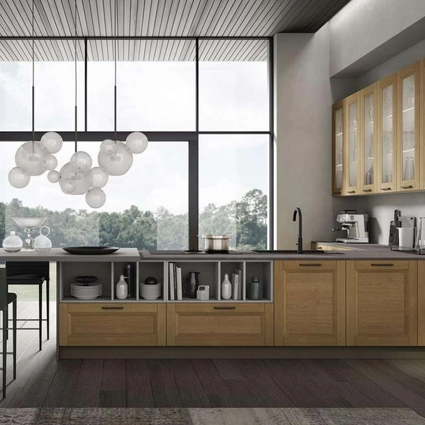 Cucina Moderna con penisola Nina in rovere miele di Mobilturi