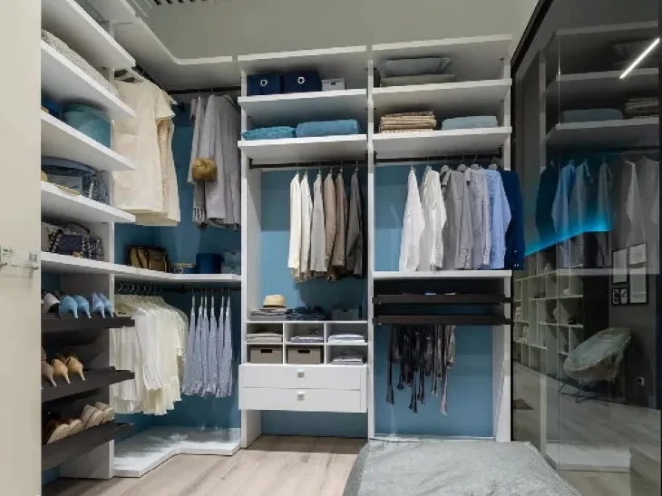 Cabina Armadio in laminato Bianco e laccato cielo NC403 di Moretti Compact