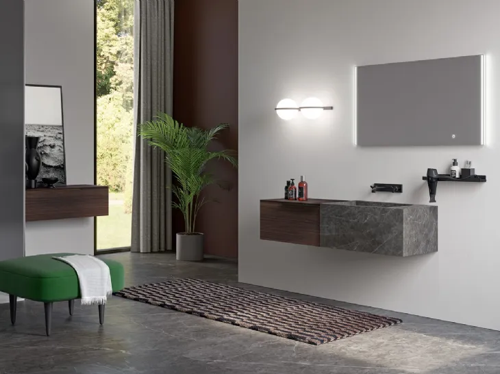 Mobile da Bagno sospeso in legno con lavabo in gres Airy 18 di RCR