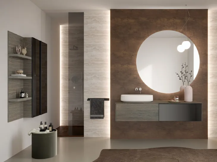 Mobile da Bagno Airy Sistema 06 in Rovere e Vetro di RCR