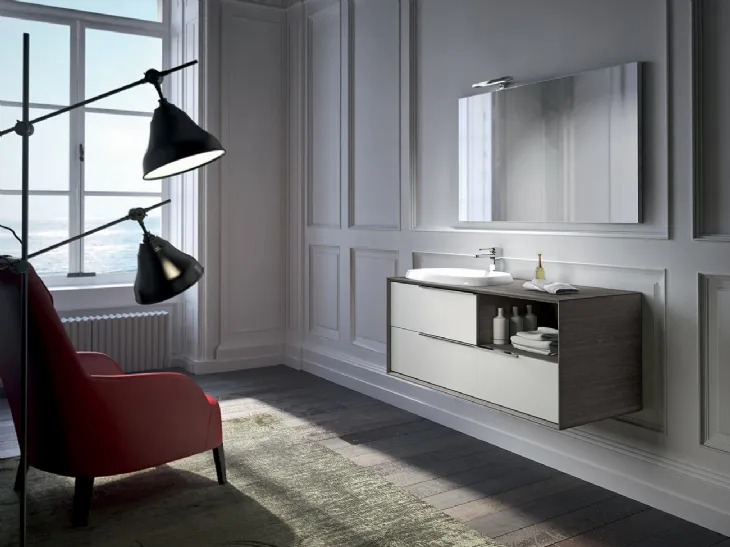 Mobile da Bagno sospeso in laccato e acero grigio Sail 06 di RCR