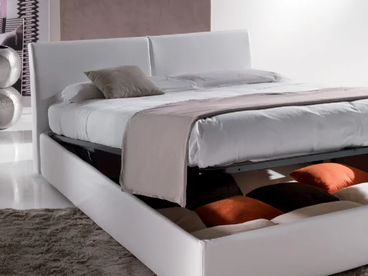 Letto in ecopelle con box contenitore Elios di Crippa Salotti