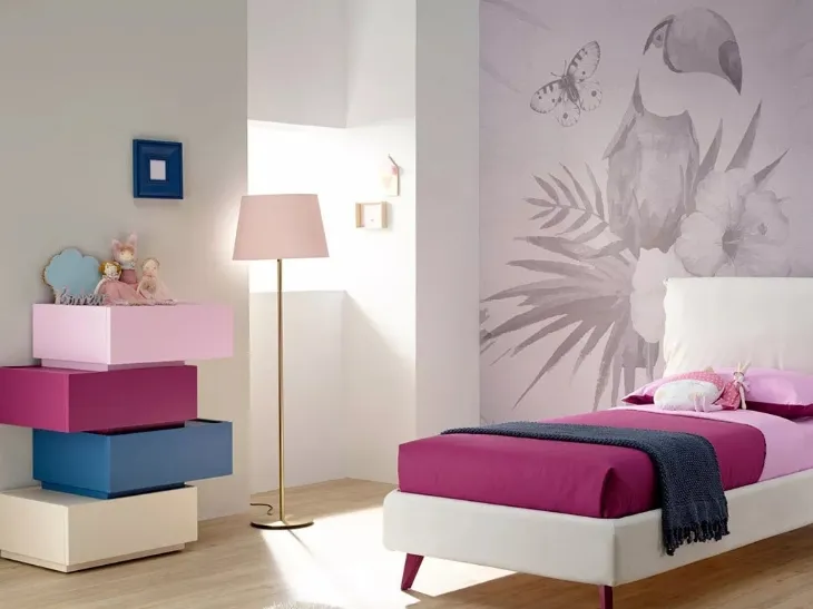 Letto imbottito in tessuto con testiera SC207 di Moretti Compact