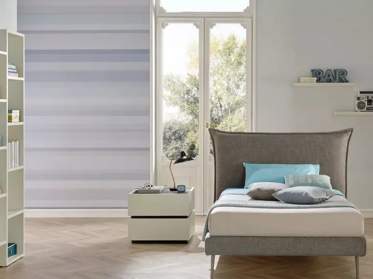 Letto singolo imbottito in tessuto con testiera SC211 di Moretti Compact