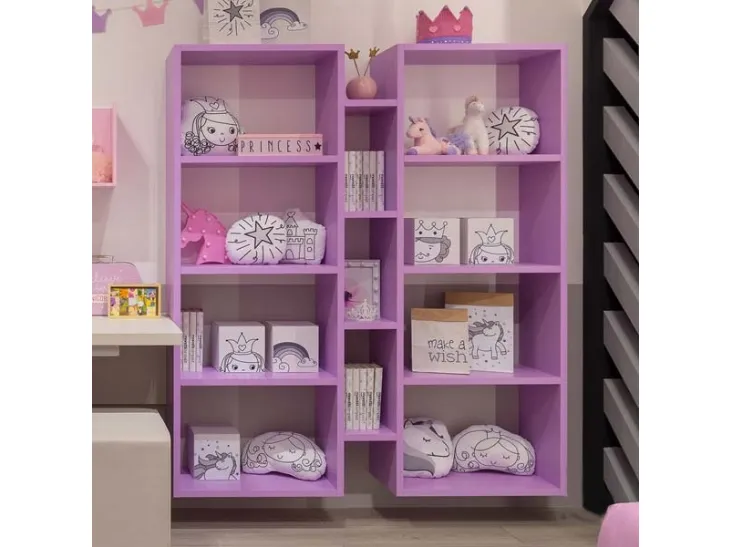 Libreria sospesa in laccato lilla MC034 di Moretti Compact