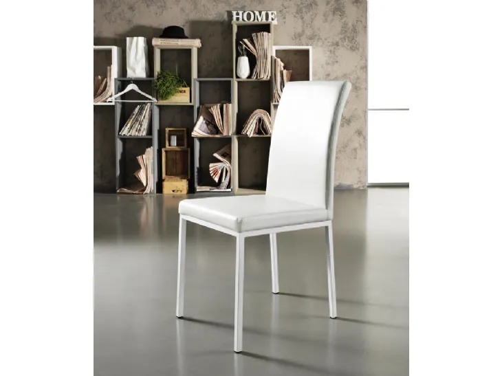 Sedia Flag in ecopelle bianca con gambe in metallo di Stones