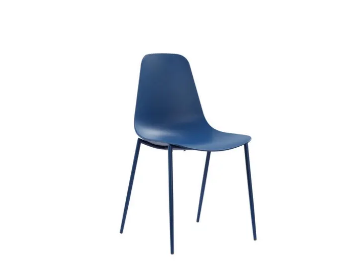 Sedia in vari colori in propilene Blu con gambe in metallo Frida di Stones