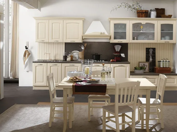 Cucina Classica ad angolo Olimpia in Frassino finitura Beige di Mobilturi