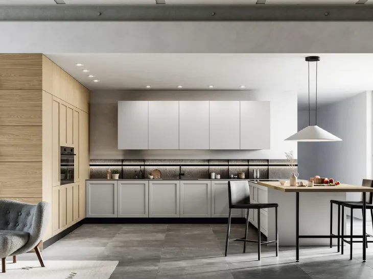 Cucina Moderna con penisola Alma 01 in pet e laminato di Arredo3