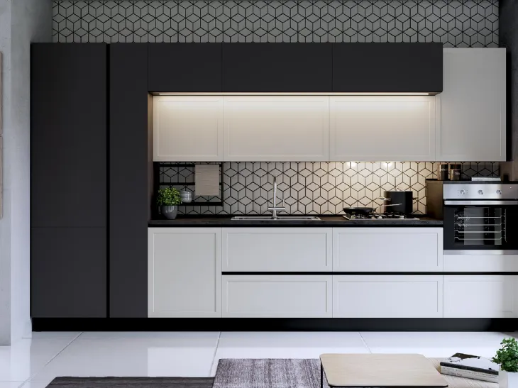 Cucina Moderna lineare Bali Bianco e Carbone di Evo Cucine