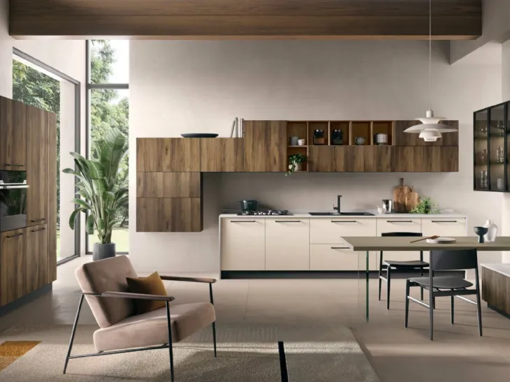 Cucina Moderna Bali in Rovere Tabacco e laccato Sahara di Evo Cucine