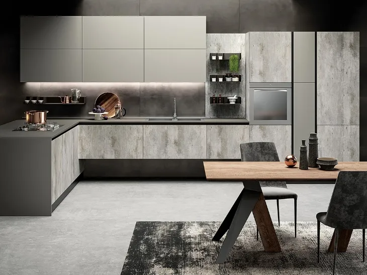 Cucina Moderne ad angolo Eos in legno laccato di Evo Cucine