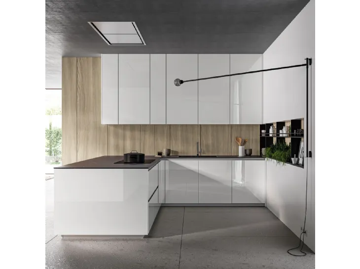 Cucina Moderna Glass 2 0 04 con penisola di Arredo3