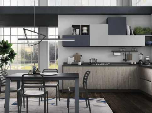 Hilary in Rovere Grigio Madreperla e Blue