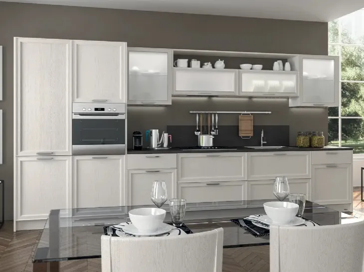 Cucina Moderna lineare Melograno Composizione PM03 in legno di frassino di Le Fablier