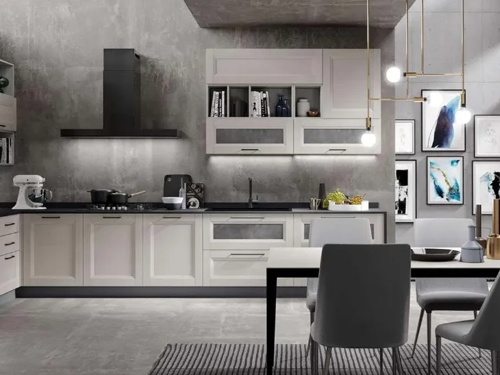 Cucina Moderna ad angolo Nina in legno massello laccato Tortora di Mobilturi
