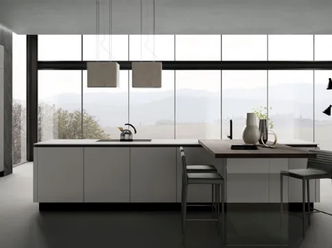 Stratos in HPL Grigio Cemento e HPL Gesso