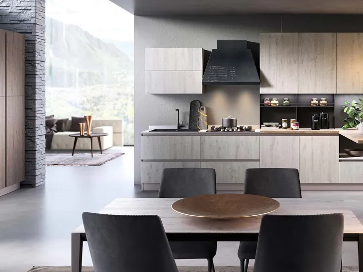 Cucina con penisola Verna in legno laccato di Evo Cucine